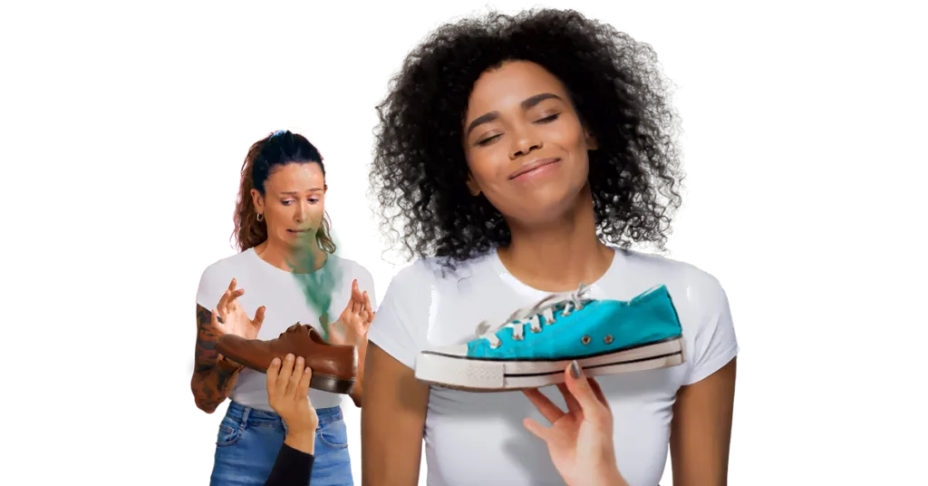 Reaktion auf stinkende Schuhe versus frische Sneaker